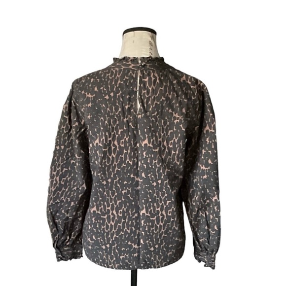 Anthropologie Rails Ariana Leopard Savannah Ruffle Blouse Size Medium. MRSP $188 - Picture 3 of 8